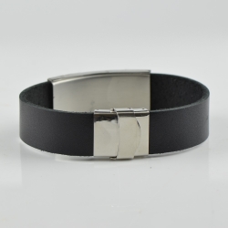 Black Baltic Amber with leather for men